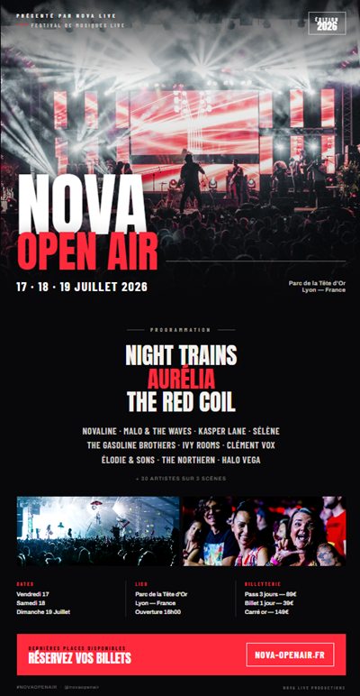 Affiche du festival de musique Nova Open Air avec la programmation des concerts